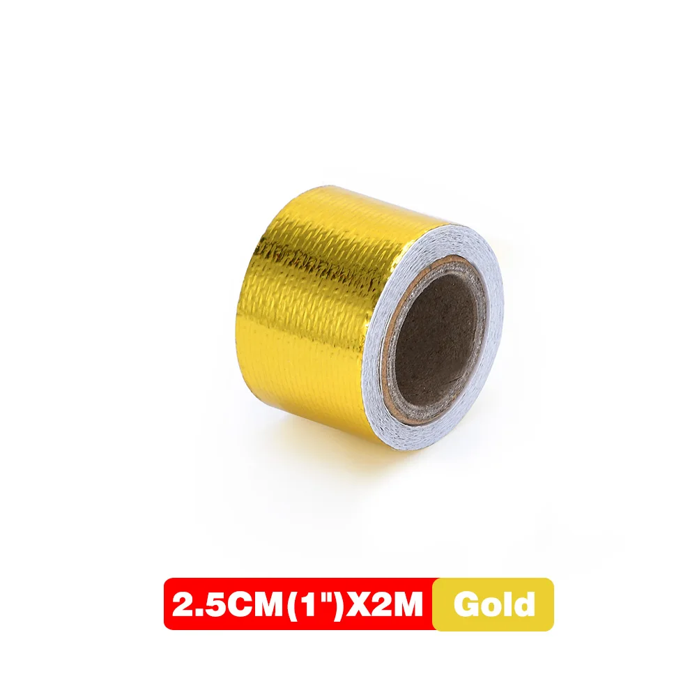 Ein goldenes 2 ''thermisches Abluft band Luft ansaug wärme isolation schild Wrap reflektierende Wärme barriere selbst klebender Motor 2 Zoll 5/10m
