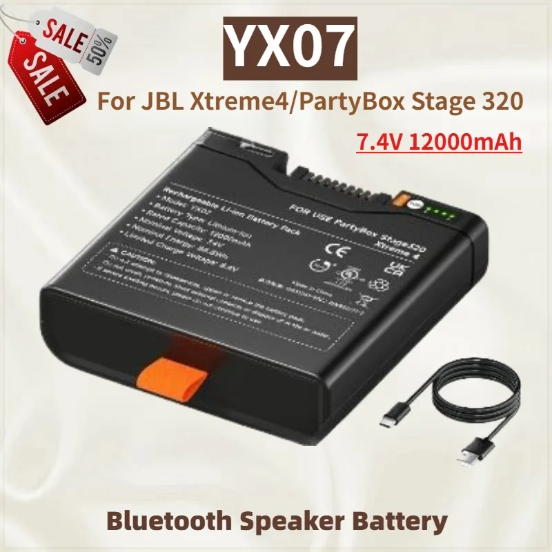 

High Capacity YX07 Bluetooth Speaker Battery 7.4V 12000mAh for JBL Xtreme4/PartyBox Stage 320 Brand New Replacement Battery