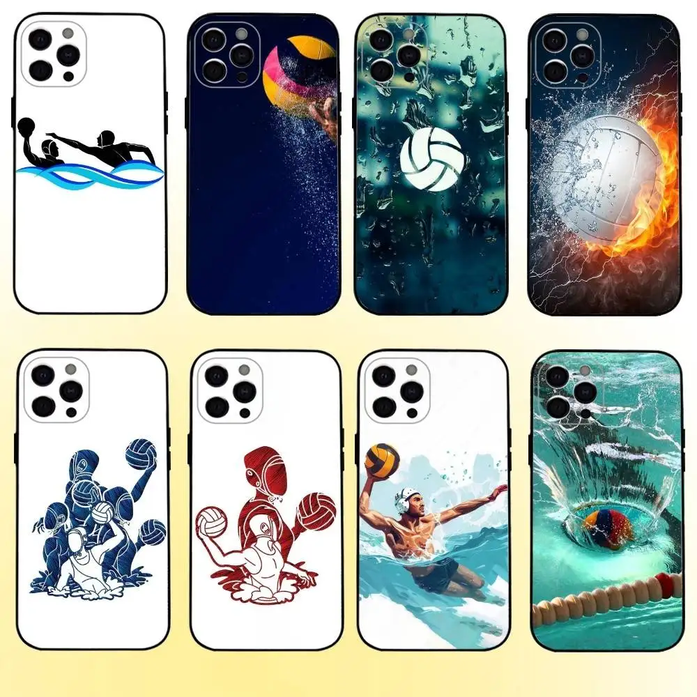 

Water Polo Sports Phone Case For iPhone17,16,15,14,13,12,11 Plus,Pro Max Soft Black Cover