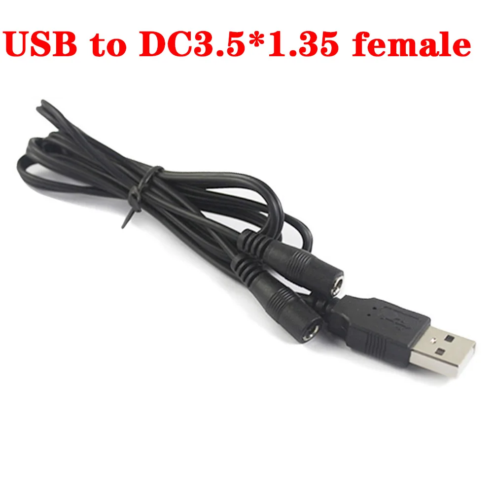 2A USB A męski na podwójny DC 3,5 * 1,35 mm żeński zasilacz Wtyczka Jack Typ A Przedłużacz Podgrzewany kabel do ładowania Złącze Przewody 1,4 M