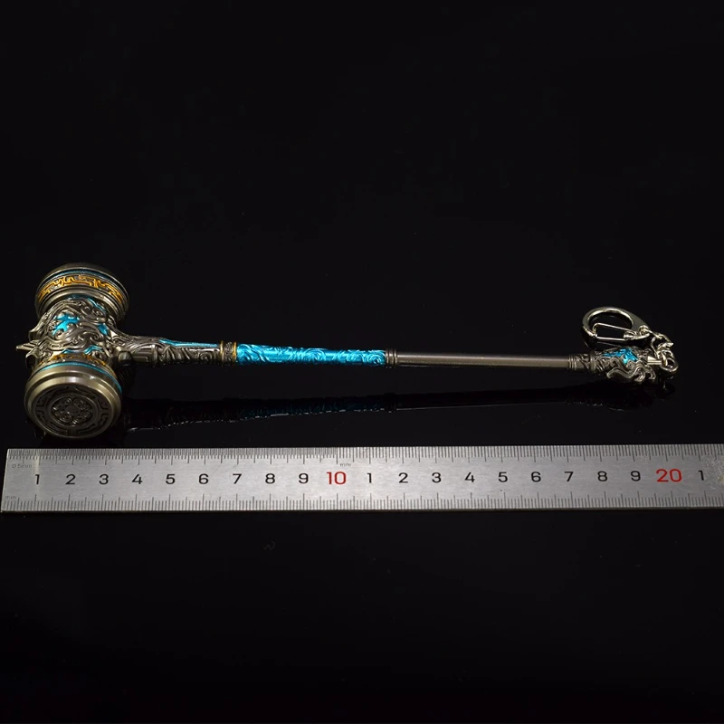 Naraka:Bladepoint Hao Tian marteau, 21cm/8.26 pièces de jeu, arme de liaison Douluo, modèle d'accessoires, artisanat en métal, ornements, jouets cadeaux