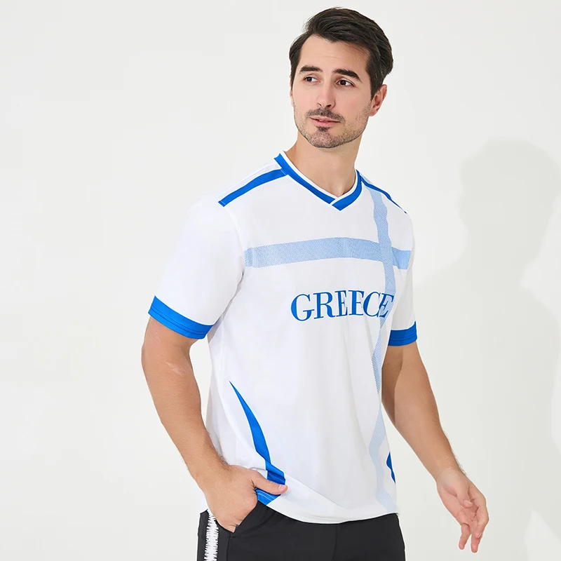 The latest design of the Greece soccer Jersey the short-sleeved shirt for cheering fans, fast delivery