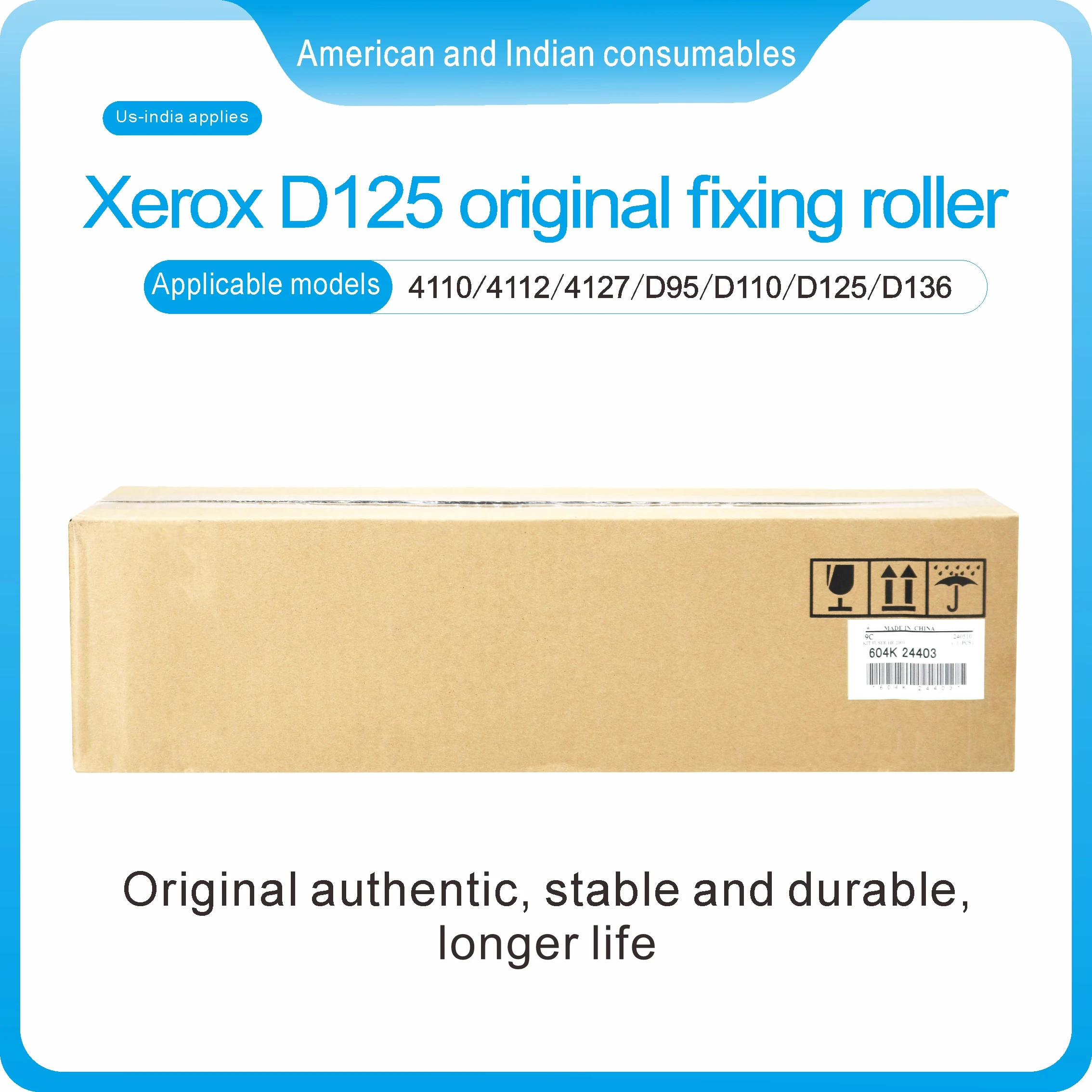 Original 604K24403 original for Xerox 4110 4112 4127 D95 D110 D125 Upper Fuser Heat fixing upper  Roller