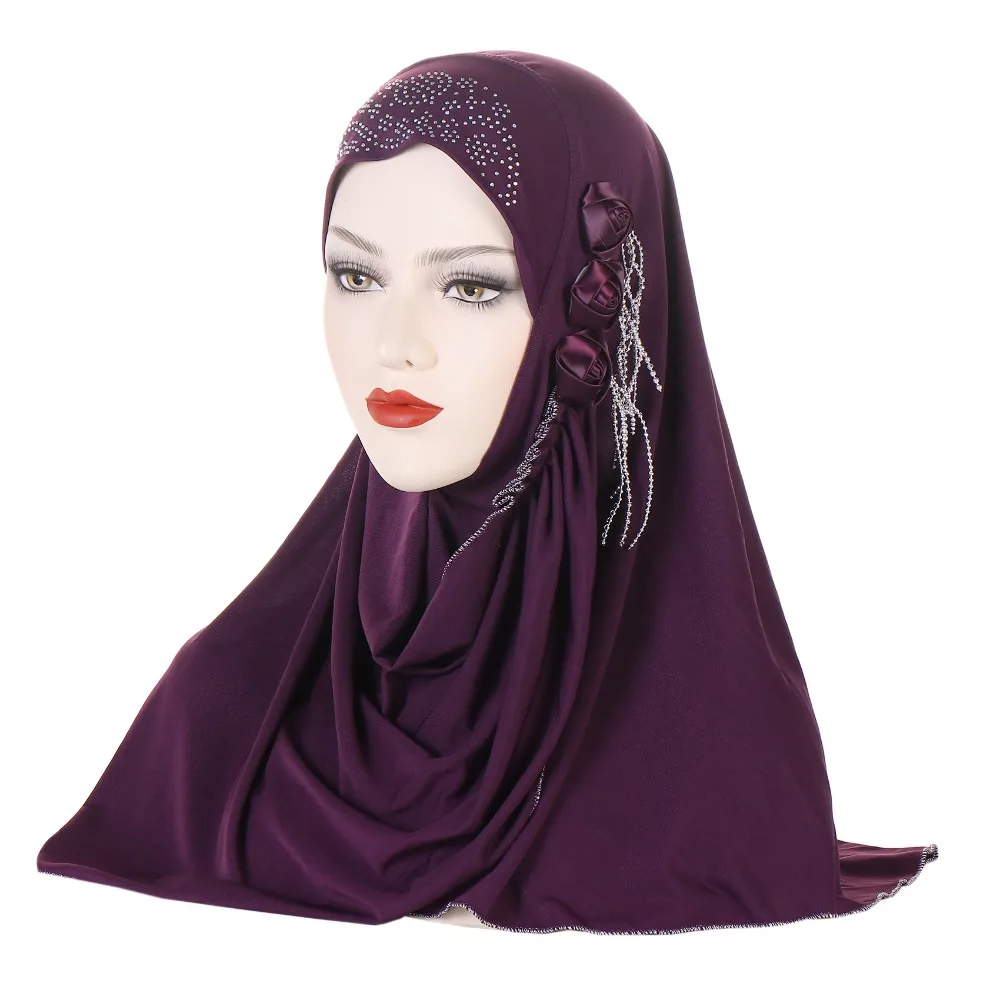 

Classic Floral Women's Hijabs Full Cover Modest Wear Islamic Headscarf Elegant Breathable Muslim Hijab Ladies Scarf