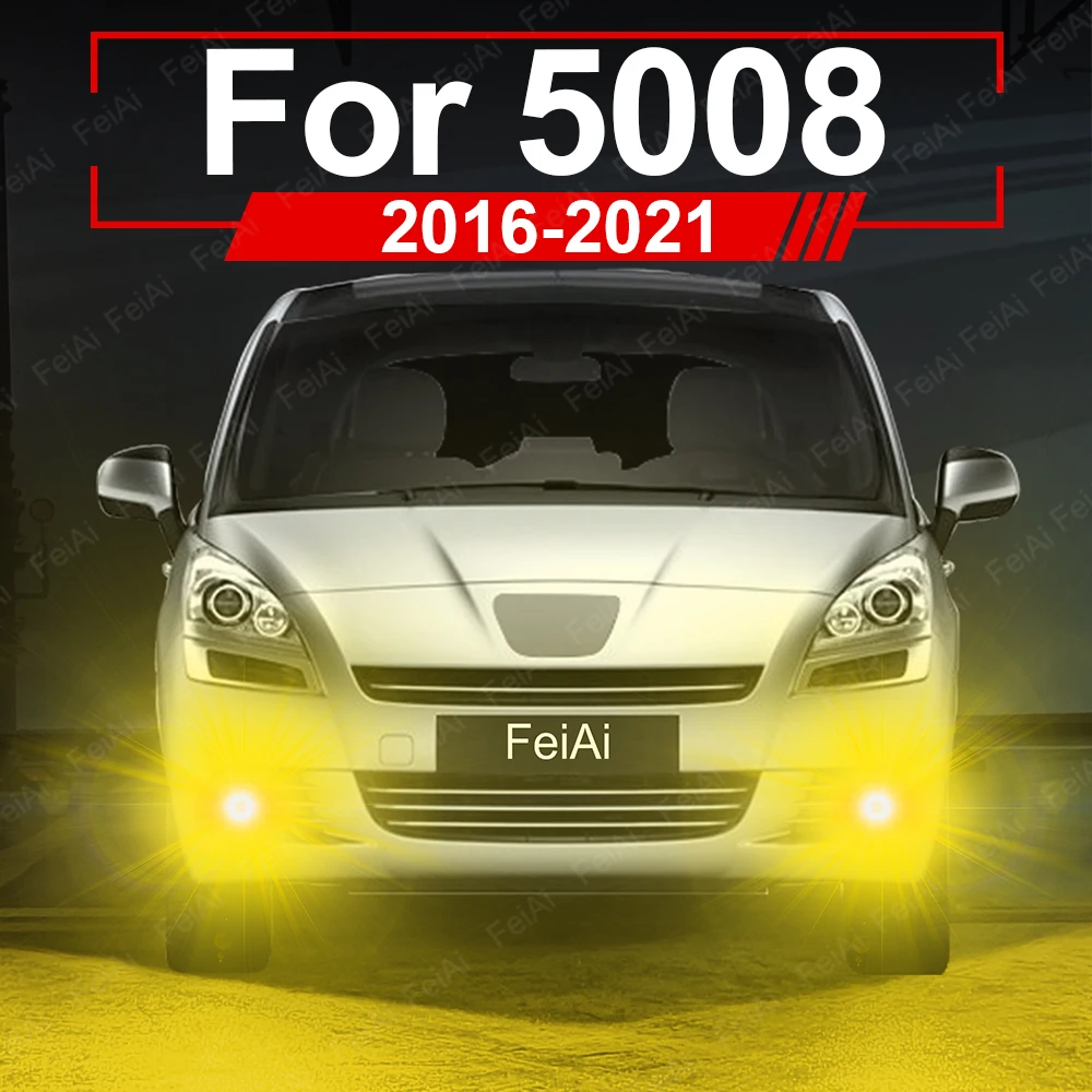 

LED Front Fog Lights For Peugeot 5008 2017 2018 2019 2020 2021 LED Fog Light Bulbs Dual Color White Yellow Lemon Green Flash
