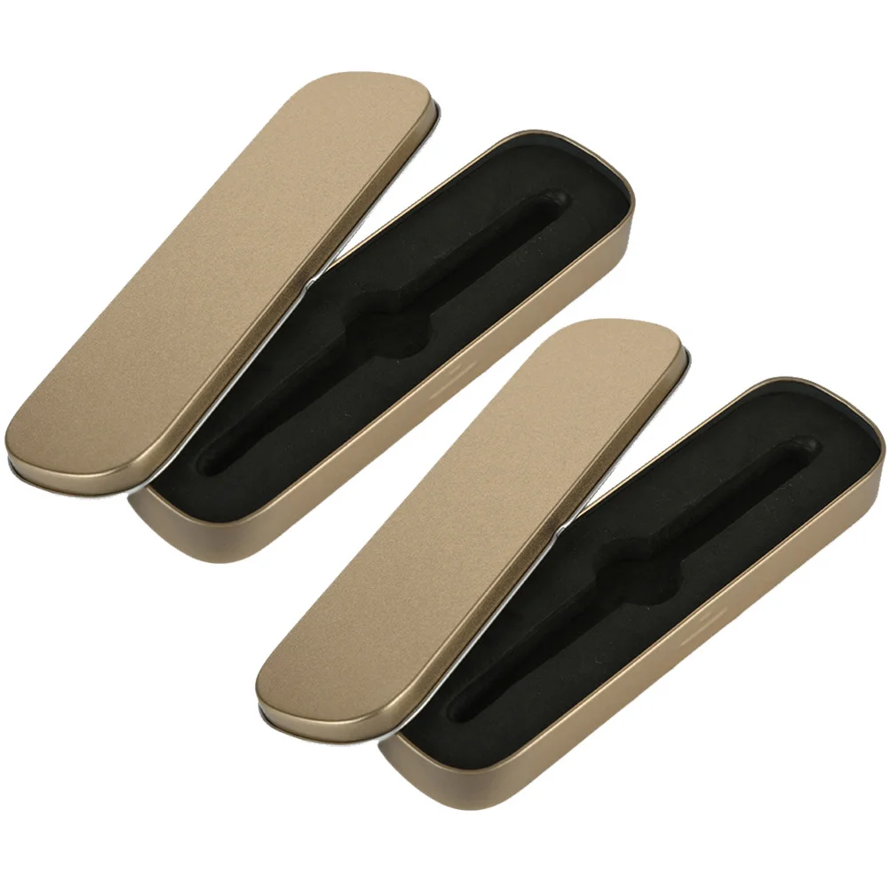 2 stücke Stift Fall Weißblech Bleistift Box Gold Schreibwaren Lagerung Für Student Stifte Schwamm Gefüttert Eisen Fall Multi-Funktionale