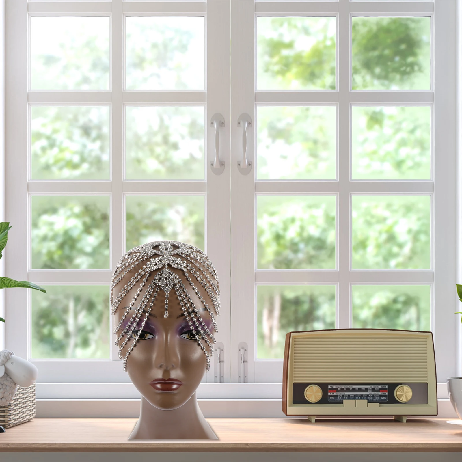 Rhinestone Hair Chain Elegant Headdress Alloy Forehead Chain Gift for Women Wedding Bridesmaid Birthday Decorative Multi Layer