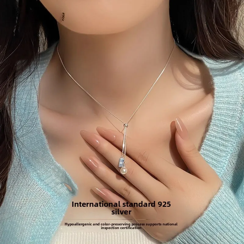 

2025 Sterling Silver Pearl Snake Chain Necklace – Adjustable Minimalist Choker for Women