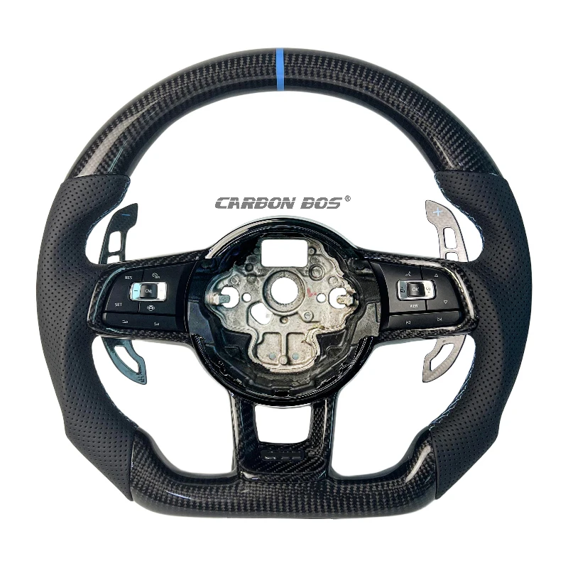 

Синяя эмблема на капоте с черным карбоновым волокном и перфорированной кожей для Volkswagen MK7 GTI R Golf 7 Golf 6 MK8 MK7.5 GTS B8 B6