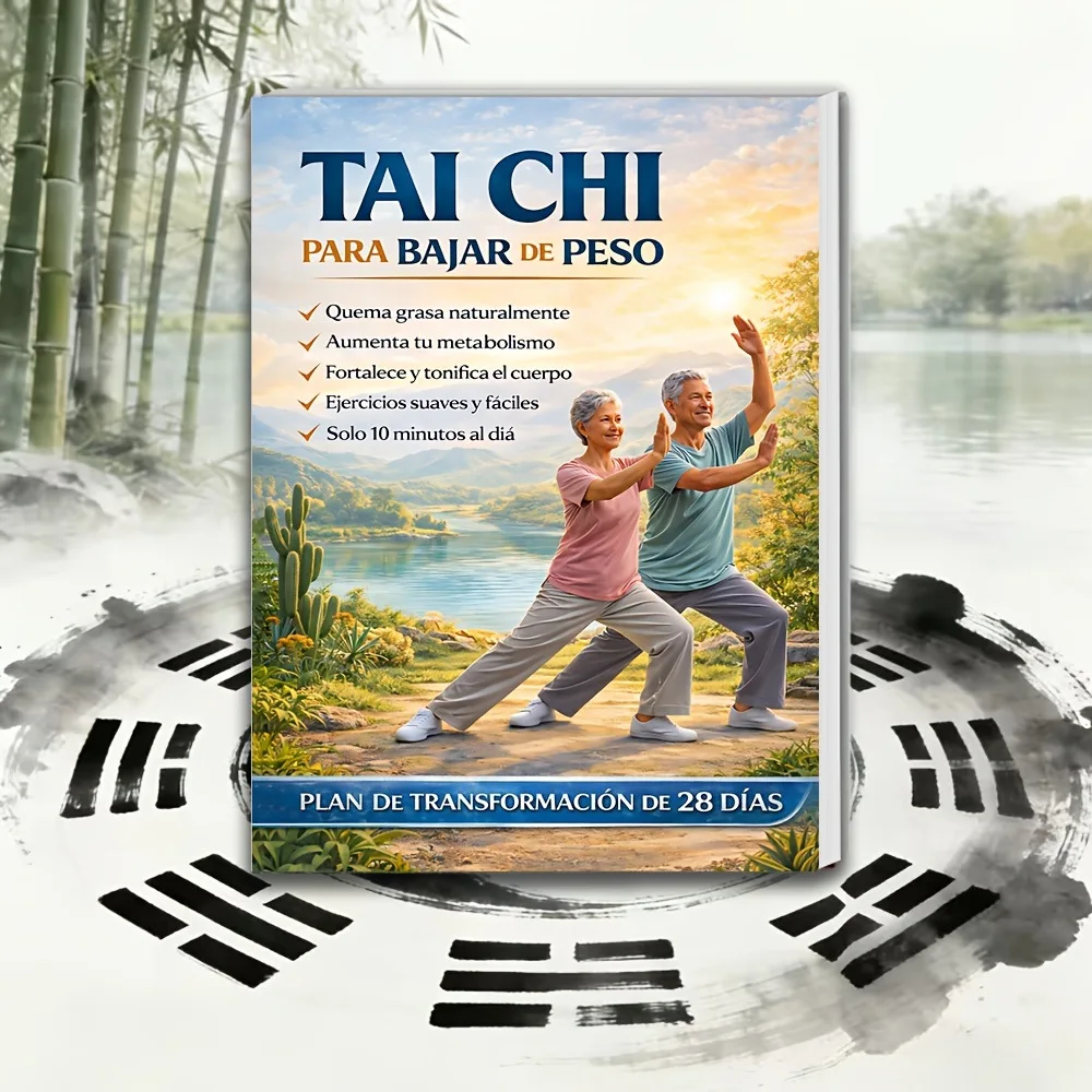 Spanish Version Tai Chi Weight Loss Guide for Seniors, 28-Day Gentle Fat Burning Program, Home Fitness Balance Training Book