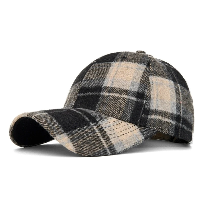 Hüte für Männer und Frauen, neue klassische karierte Baseballkappe für Herbst und Winter, hartkrempige, gesichtsschlankmachende Entenschnabelkappe, Sonnenhut – Detail 11