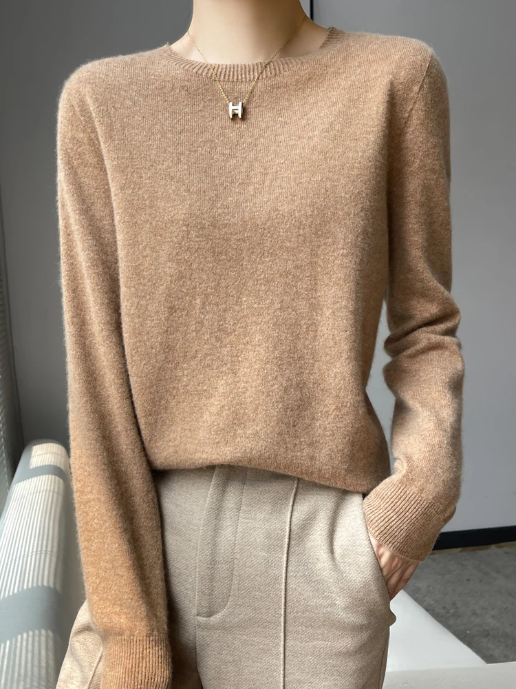 

New Spring Autumn Women 100% Cashmere Sweater Long Sleeve O-Neck Pullover High Quality Soft Warm Knitwear Female Jumper Tops