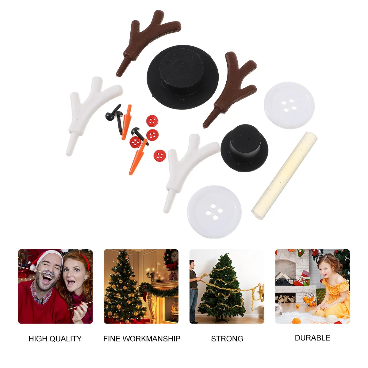 

46pcs Snowman Diy Materials Kit Creative Plastic Ornament Accessories Christmas Craft Reusable Decoration Supplies For Figures