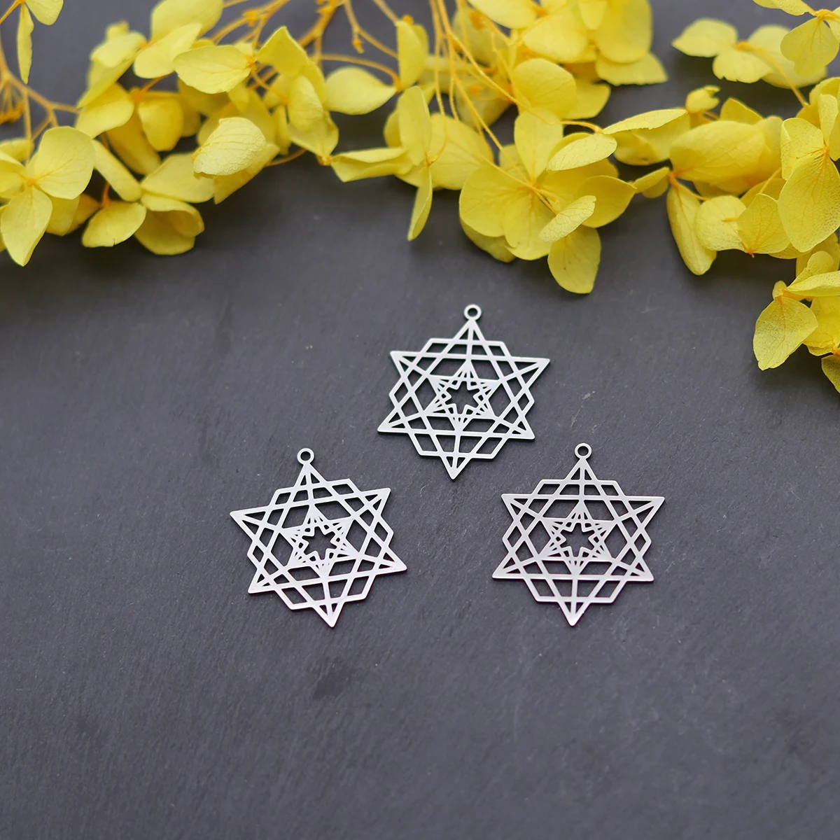 3pcs Sacred Geometry Merkaba Pendant Star Tetrahedron Hexagon Seed of Life Charms Stainless Steel Spiritual Jewelry Making