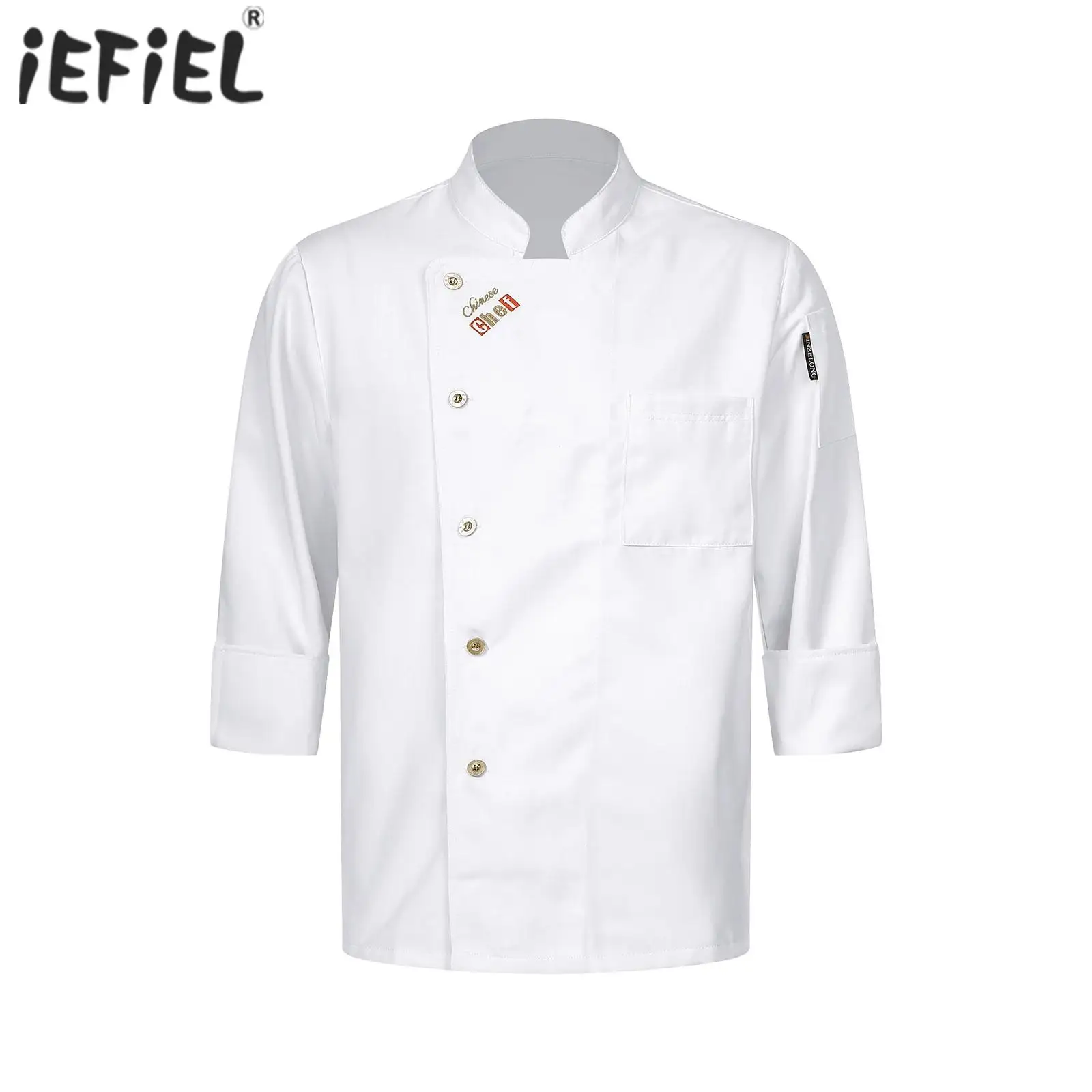 Mens Womens Chef Coat Bakery Restaurant Hotel Kitchen Uniform Work Wear Clothes Stand Collar Letter Embroidery Button Tops