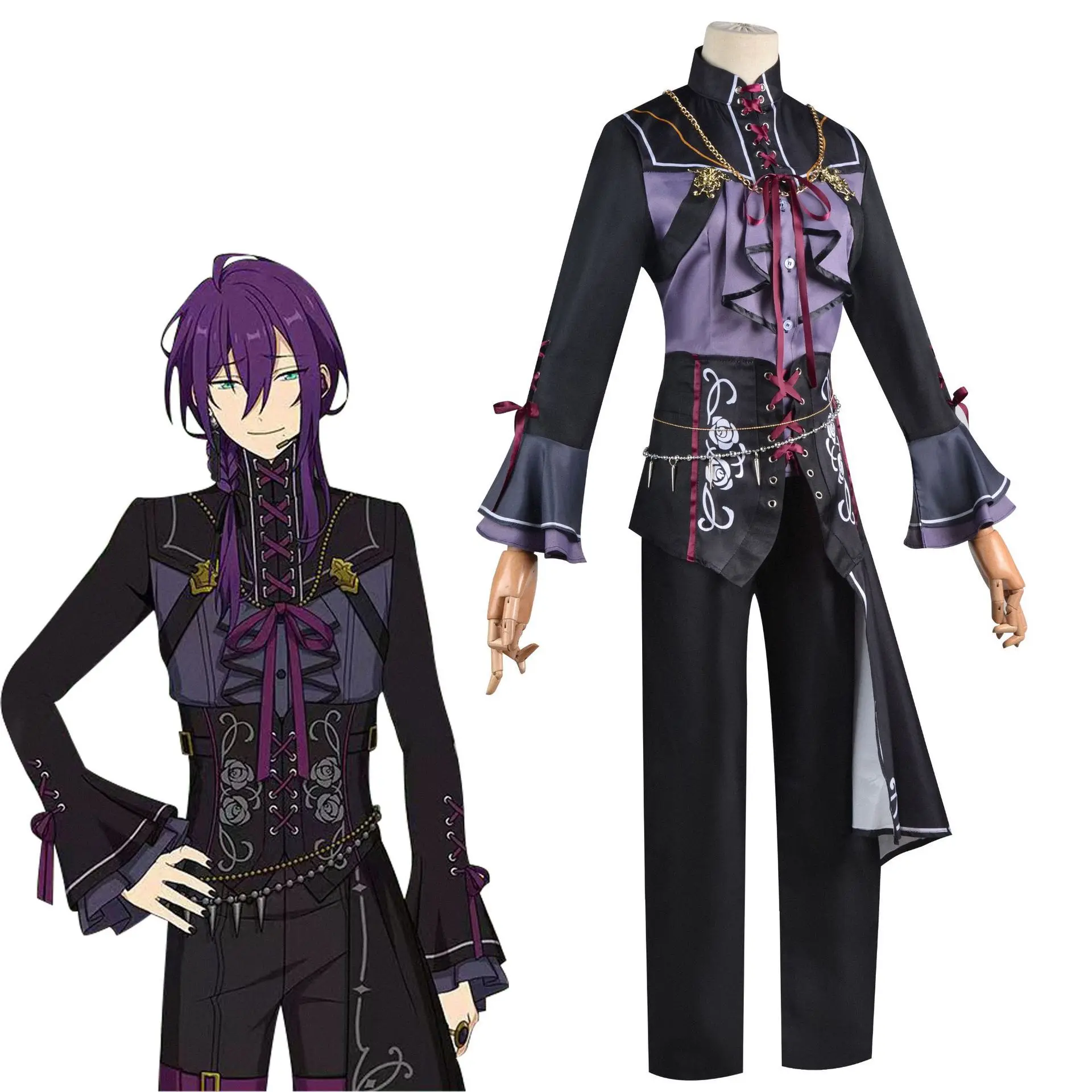 Ensemble Stars Ayase Mayoi Cosplay para Homens, Uniforme de Festa de Halloween, Carnival de Natal Role Play, Jaqueta, Colar Terno, Roupas