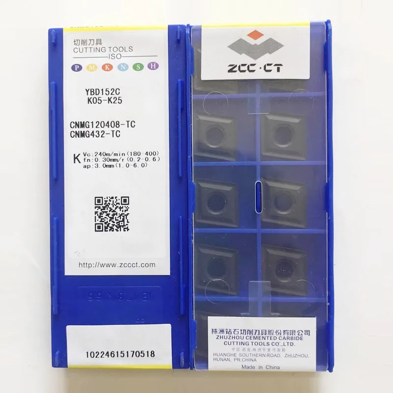 ZCCCT inserções de carboneto cimentado, Torno CNC, CNMG120404-TC, CNMG120408-TC, CNMG120412-TC, YBD152C, ferramentas de torneamento, 100% original, 10pcs