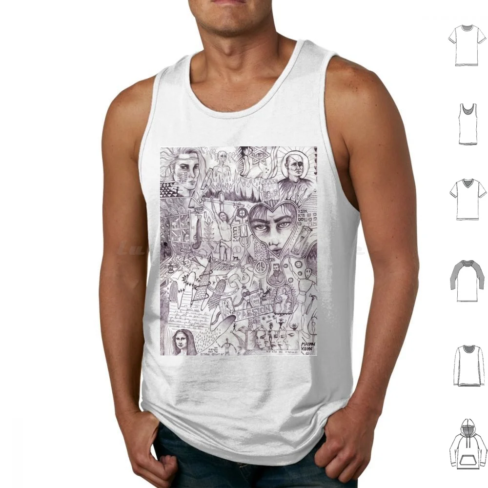 Israeli History Tank Tops Vest Sleeveless Israel History Moshe Dayan Ben Guryon Hertzal Woman Pencil Psychedelic Jesus Mona