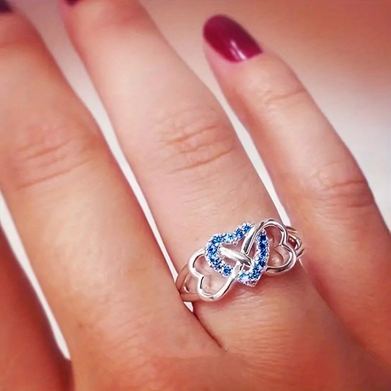 Huitan Multi Color Tiny Zirconia Heart Ring Female Romantic Wedding Bands Silver Color Finger Jewelry Engagement Accessories