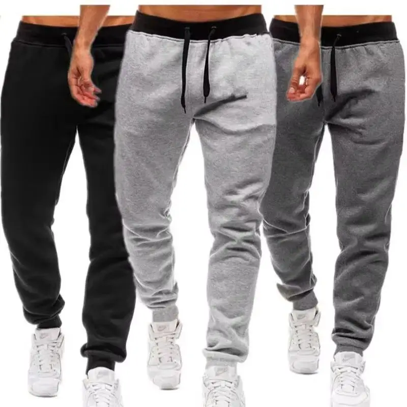 

Мужские спортивные тренировочные джоггеры, повседневные свободные спортивные штаны, весенне-осенние брюки на флисовой подкладке, брюки с эластичной резинкой на талии и шнурком