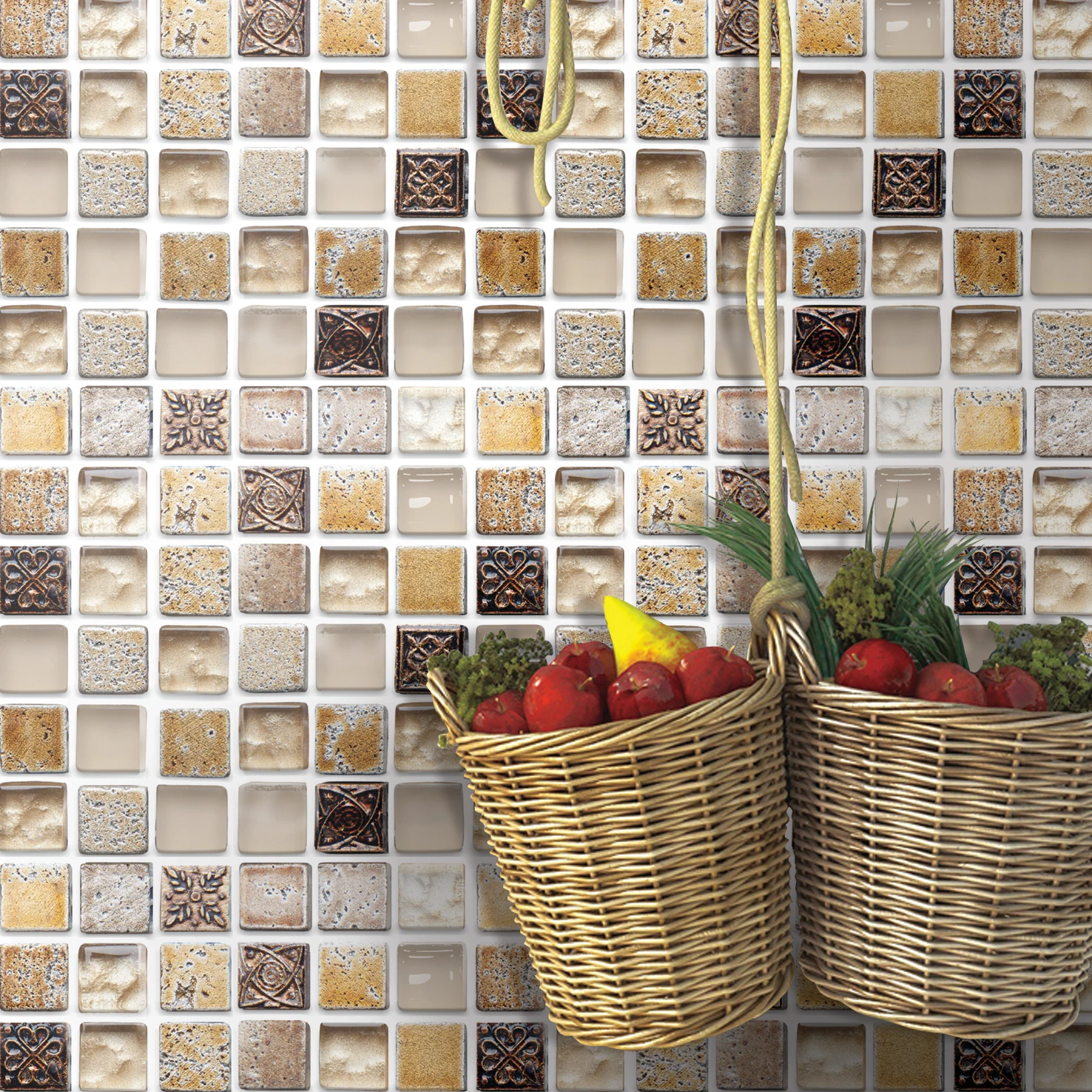 10/20 Pcs Glossy Self-adhesive Tile Stickers, PVC Tile Wall Sticker, Waterproof Wall Decor, Bathroom Wall, 20 X 20 cm