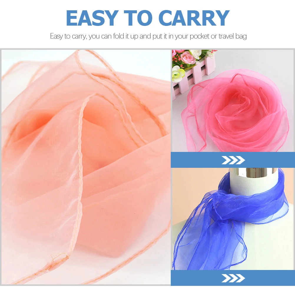 

12Pcs Pure Scarves Lightweight Soft Breathable Chiffon Play Dance Performance Juggling Scarves Chiffon Scarf