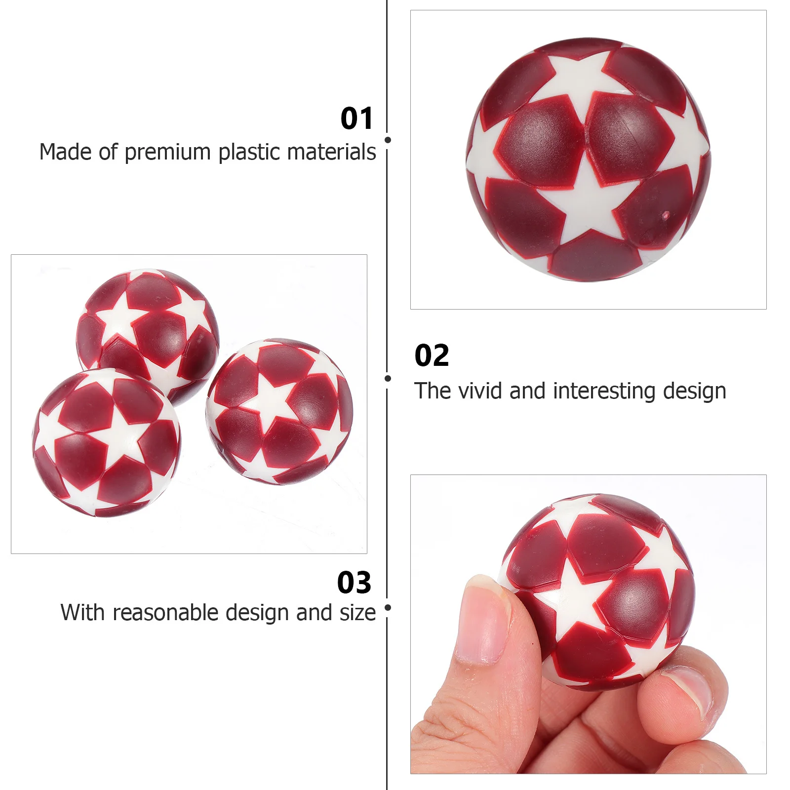

10pcs Mini Table Footballs Replacement For Tabletop Soccer Star Pattern Plastic Foosball Table Soccer Balls Accessory