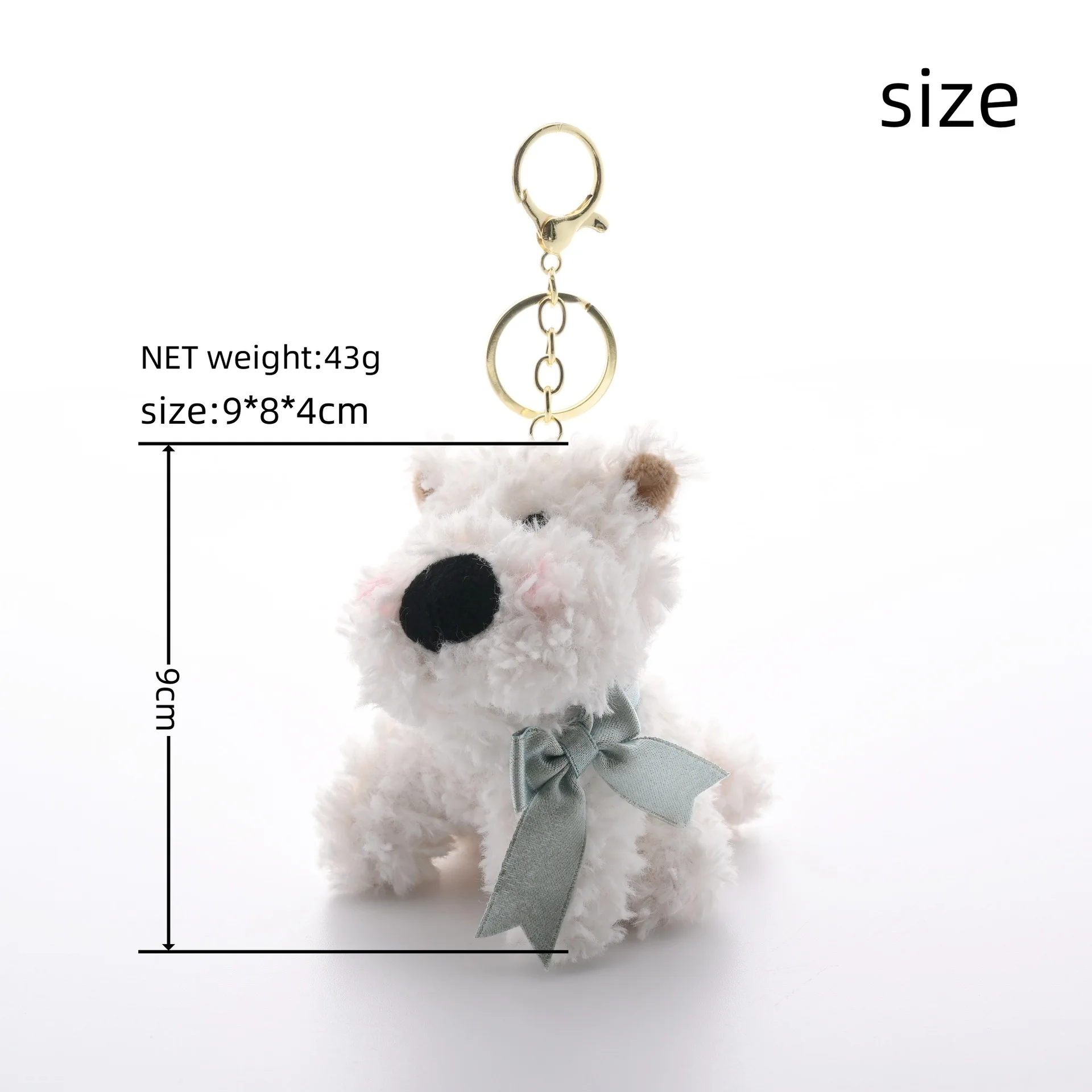 Cute Cute Western Highland Dog Keychain Doll Creative Car Plush Doll Decoration Christmas Gift Cross border Companion