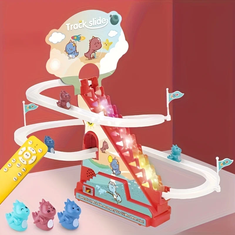 Juguete deslizante de pista de dinosaurio, escaleras trepadoras eléctricas, luz musical, juguete educativo para niños, regalo de cumpleaños