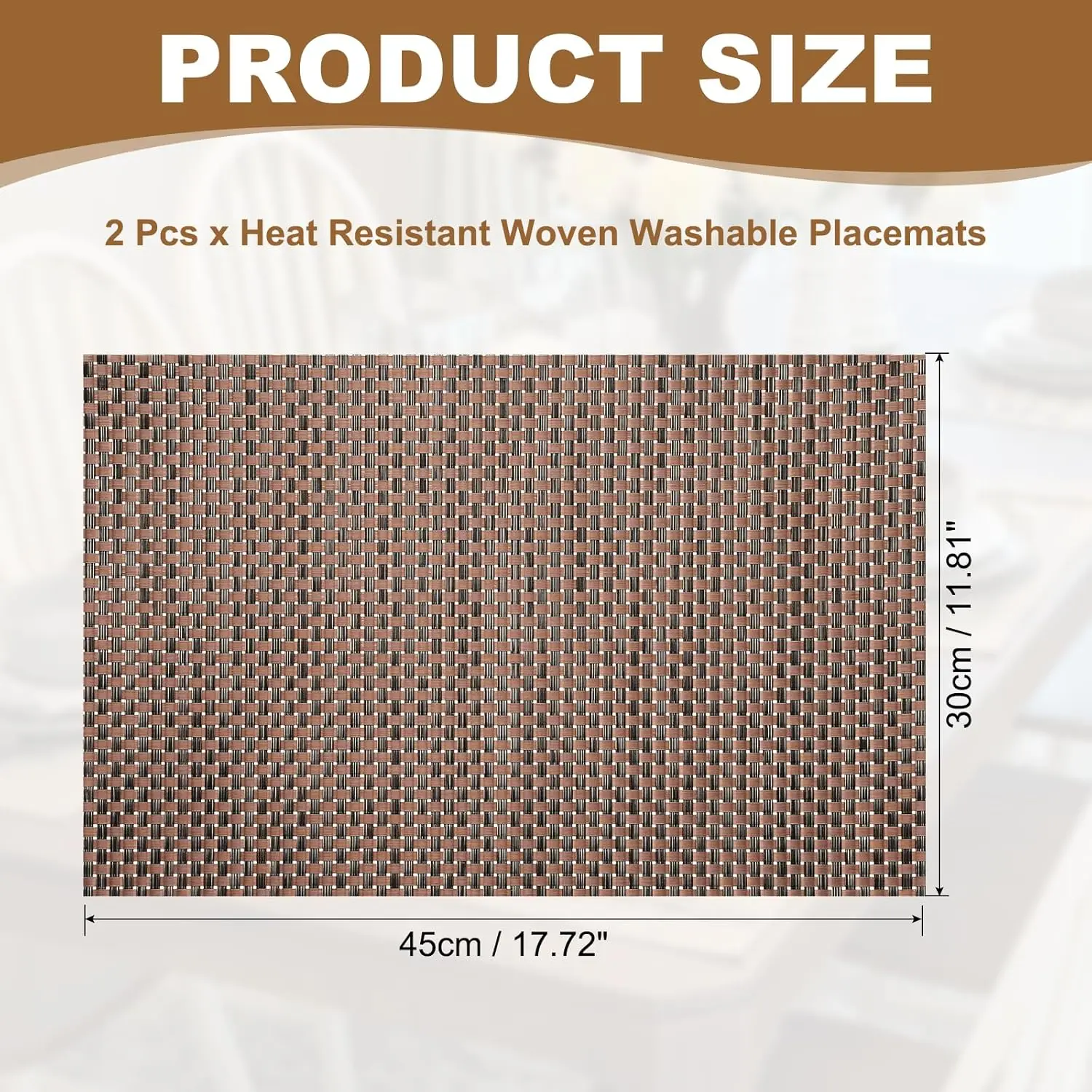 1/4/6PCS Plastic PVC Placemats Basketweave Indoor Outdoor Placemats - Limestone No Stain Black And Taupe Vinyl Table Placemats