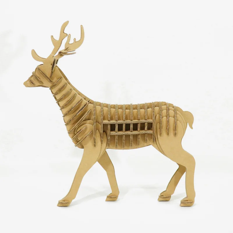 Card Model Building Sets Sika Deer DIY Animal Assembly Paper Crafts Educational Cognitive 3D Perceptual Structure Assembly