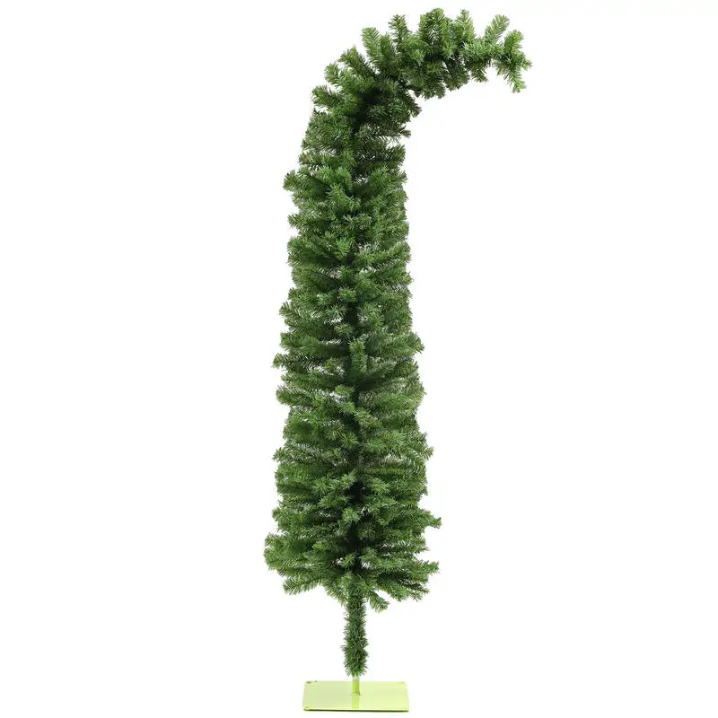 

HOMCOM 6ft Whimsical Pencil Christmas Tree, Bendable Artificial Christmas Tree with 400 Branch Tips and Metal Base, Green