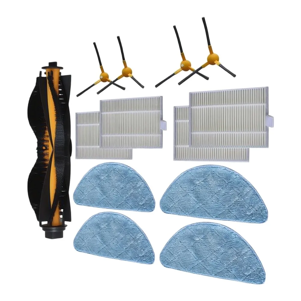 Robot Vacuum Cleaner Accessories Kit Compatible with For Coredy FL022 800T 1 Main Brush 4 Side Brushes 4 Filters