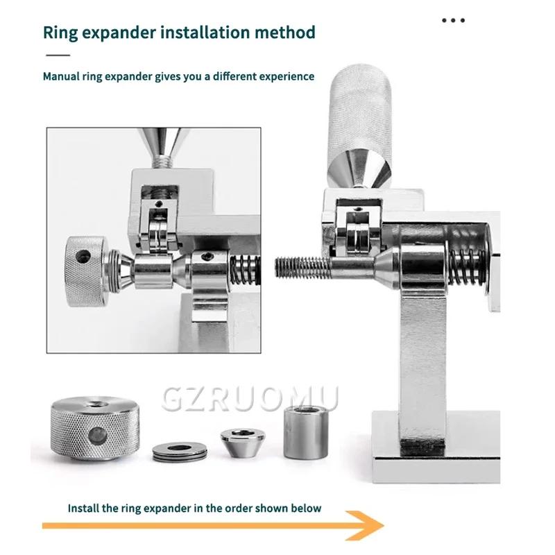 Manual Diamond Ring Sizer Expander - Hand-Crank Ring Enlargement Tool for 3D Hard Gold, Gold & Silver Jewelry