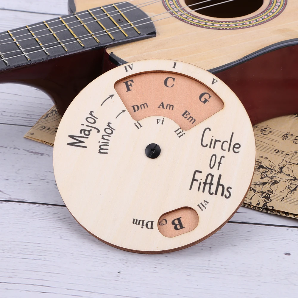 Guitar Chord Wheel Wooden Chord Wheel Musical Educational Tool Guitar Learning Tool for Notes Chords Key Signature
