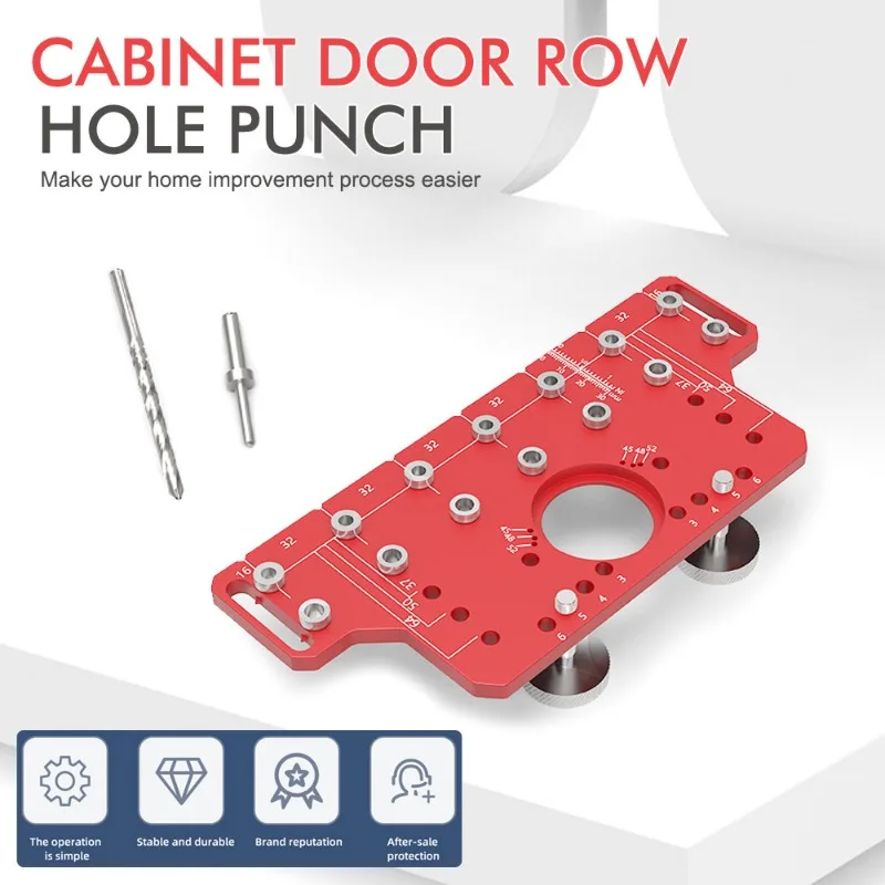 Gabarit de perçage de charnières 2-en-1 35 mm, localisateur de trous pour poignées de meubles, outil de menuiserie en alliage d'aluminium