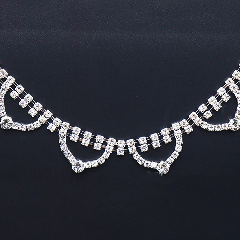 

CUIER New Fashion Crystal Chain 1 Yard Rhinestone Trim Crystal Metal Chain Welded Ribbon Dress and Bridal Waist Accessories