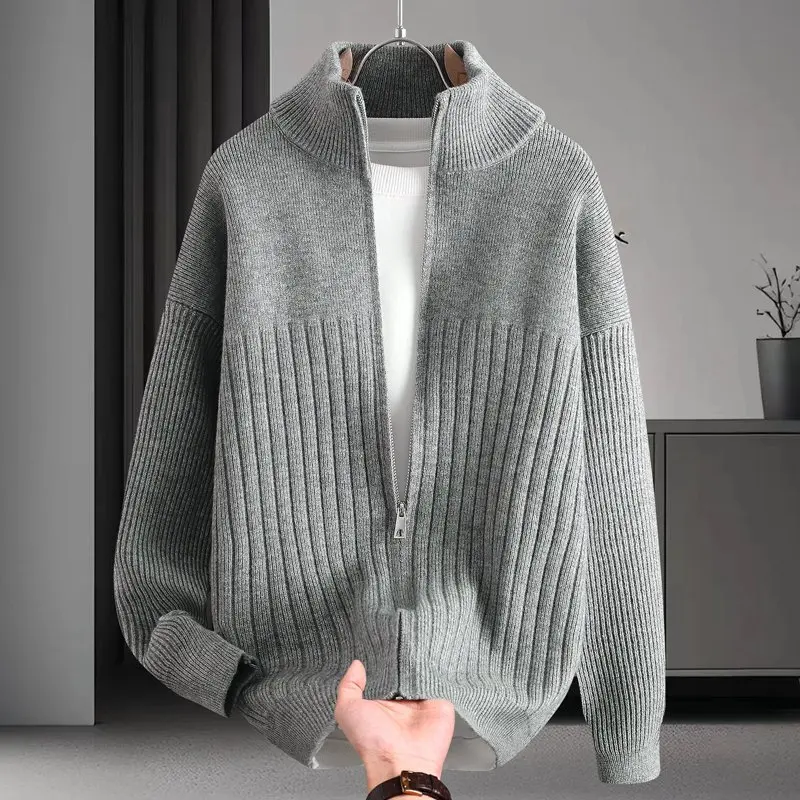 2026 Autumn Men's Fashion Casual Knitted Cardigan Loose Sweater Jacket