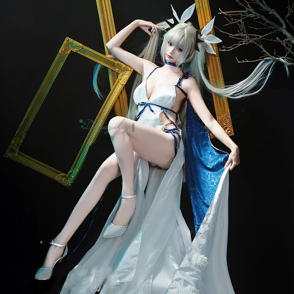 

HMS формуемый косплей disfraz свадебное платье игра Azur Lane двойной парик с хвостиками сексуальная одежда наряды для ролевых игр на Хэллоуин
