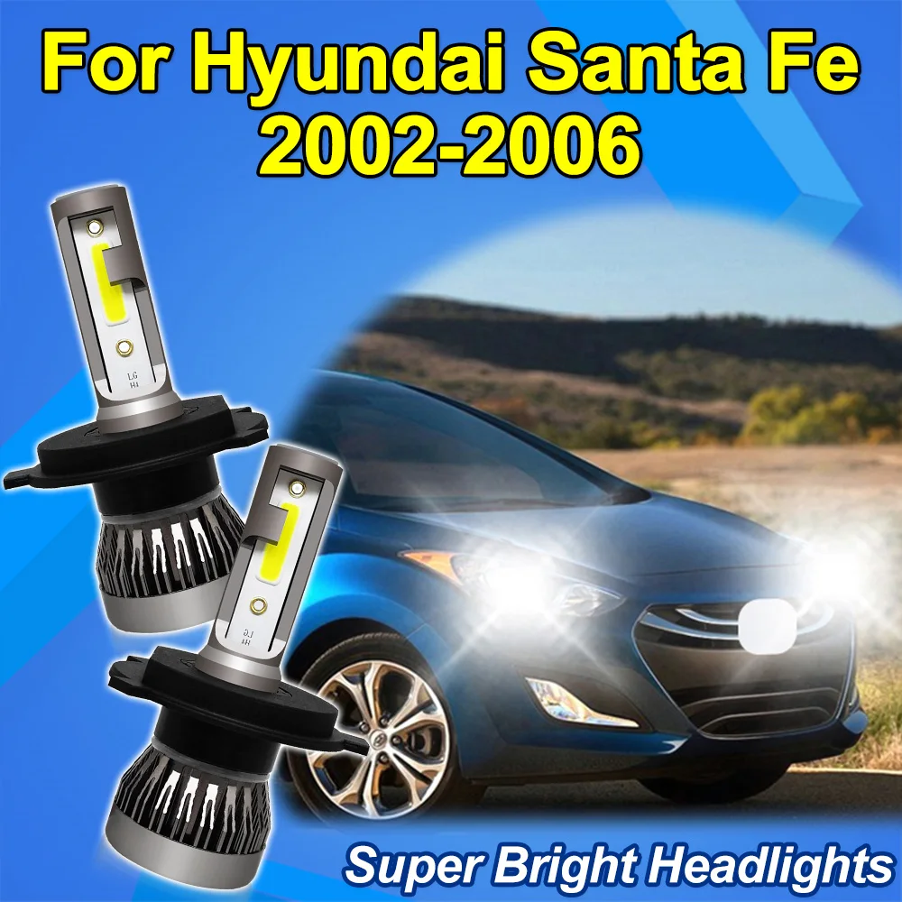 

Для Hyundai Santa Fe 2002-2006 светодиодные фары Combo 9003 HB2 H4 6000k белые дальний свет ближнего света COB чипы светодиодные фары
