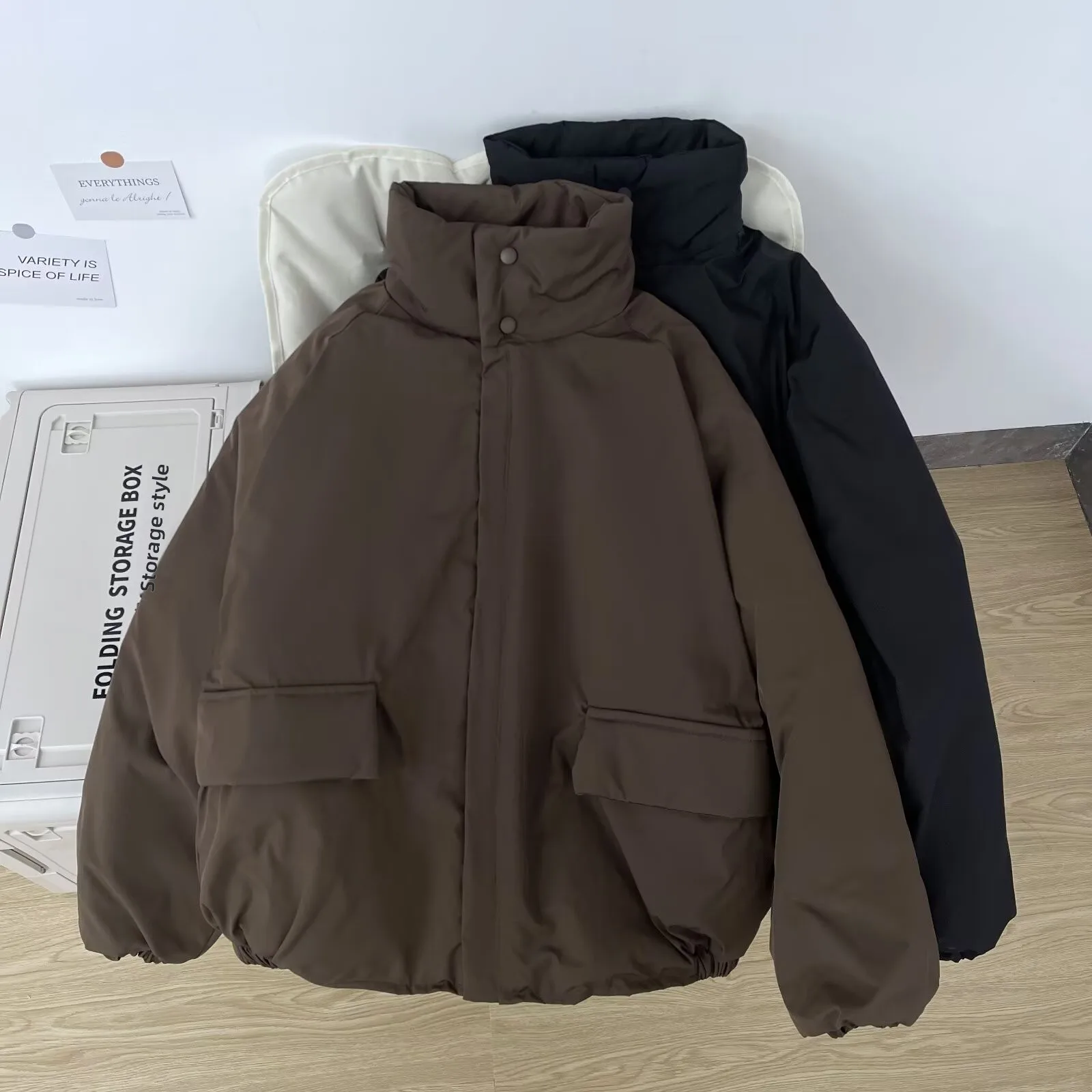 

Утепленная мужская хлопковая куртка свободного кроя с воротником-стойкой, осенне-зимняя, ветрозащитная, теплая, модная, цветная верхняя одежда