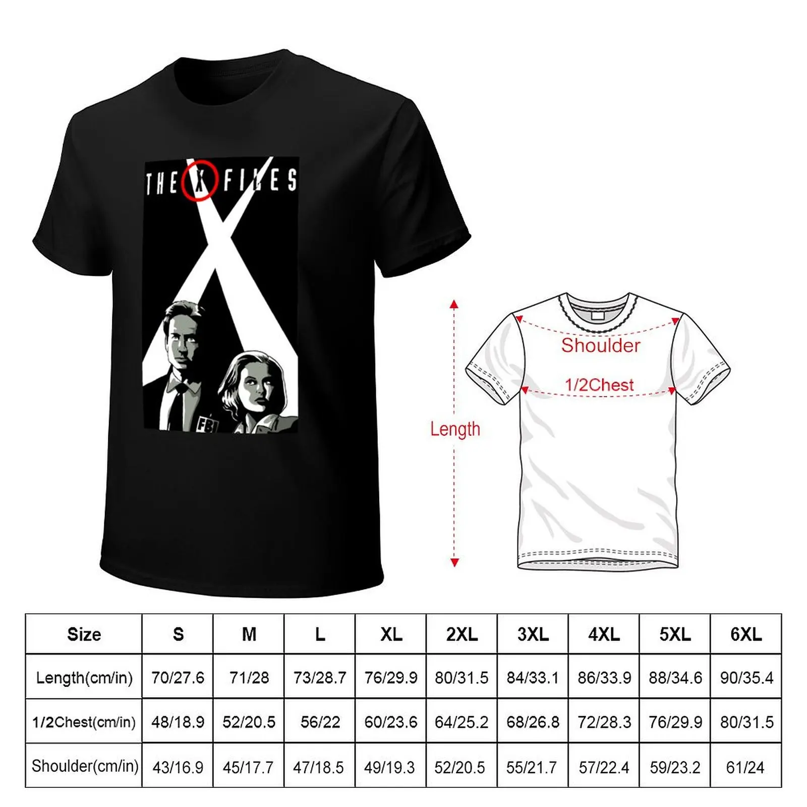 The X Files - Comic Art T-Shirt Basic Solid Tee for Daily Use