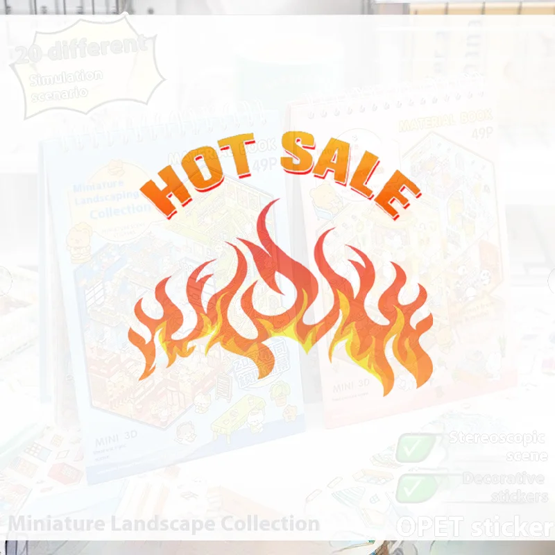 

49Pcs/bag Business Town Series Mini 3D Miniature Scenography Sticker Book Visual Stacking Decals DIY Gift Kids