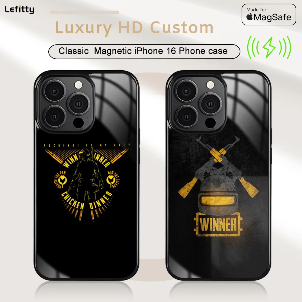 

Hot P-Pubg Game Phone Case For iPhone 16 15 14 13 12 11 Pro Max Plus Mini Magnetic Magsafe Wireless Charging Cover