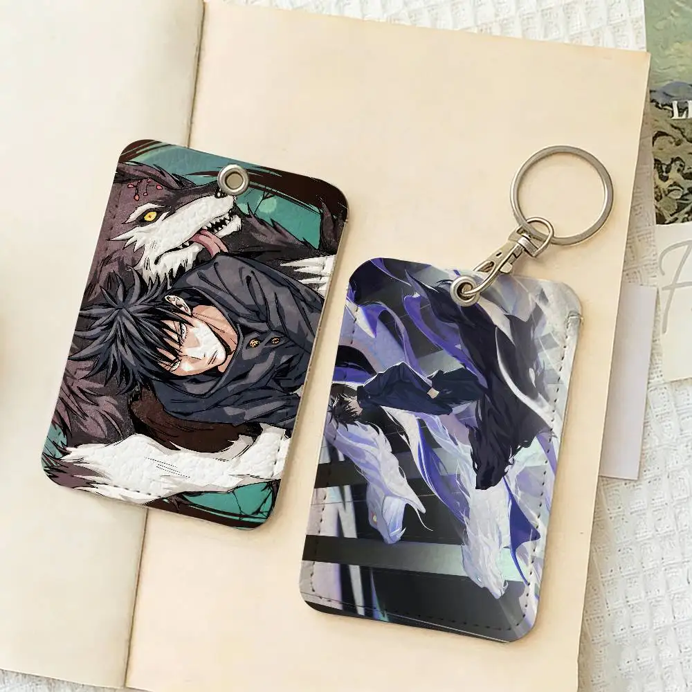 Anime Fushiguro Megumi Jujutsu Kaisen Bank Card,Subway, Bus Card Holder Keychain Key Ring Door Access Tags ID Card Case Keychain