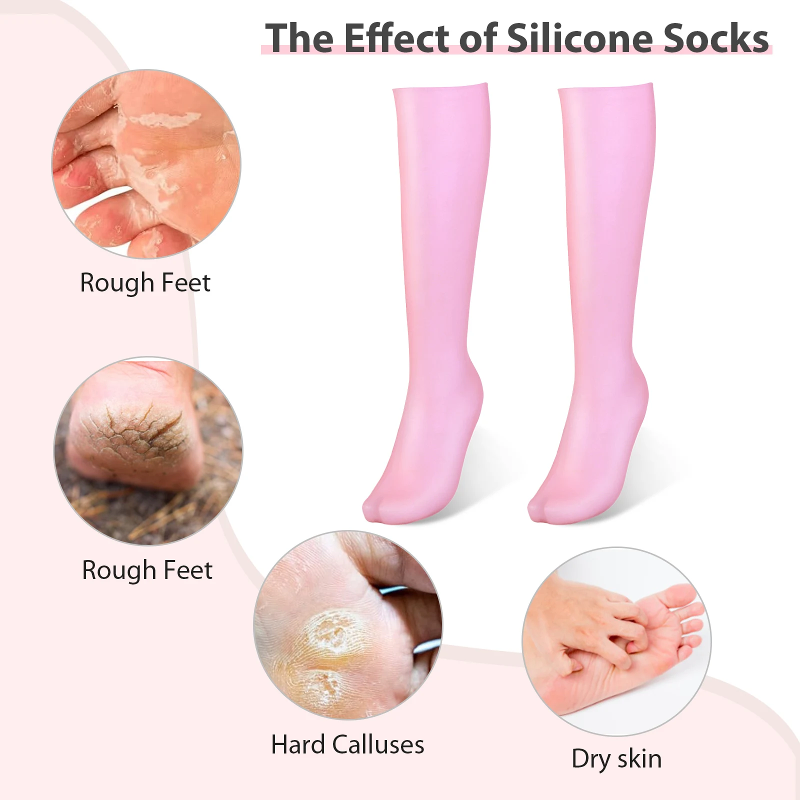Silicone Feet Care Socks Anti Cracking Long Moisturizing Socks Soft Foot Exfoliating Stockings Comfortable for Home Foot Spa view 2
