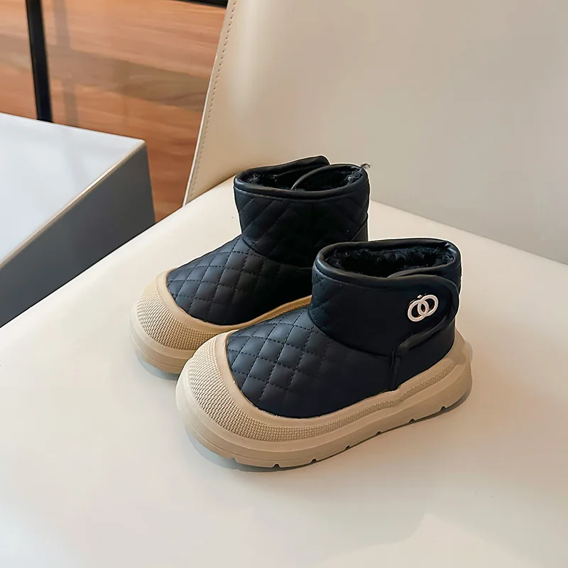 2025 جديد الشتاء أفخم الثلوج الأحذية للأطفال سميكة الدافئة الصبي الفتاة أحذية قطنية مقاوم للماء أحذية الشتاء للأطفال المخملية الأحذية