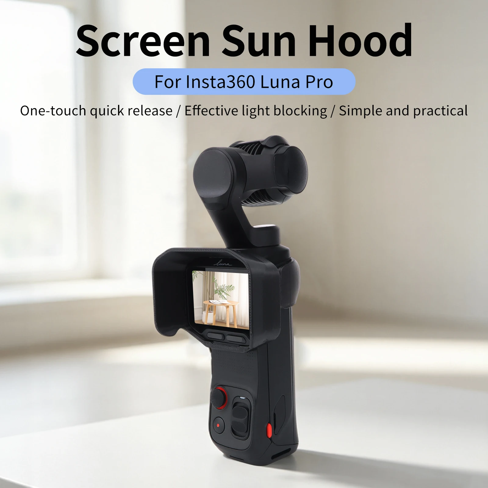 Screen Sun Hood Sunshade for Insta360 Luna Pro Handheld Gimbal Camera Anti‑Glare Screen Visor Outdoor Shooting Accessories
