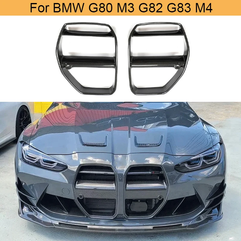

Решетка переднего бампера, воздушные чехлы для BMW G80 M3 G82 G83 M4 2021 2022, решетка переднего бампера автомобиля, гоночные грили, сухой карбон