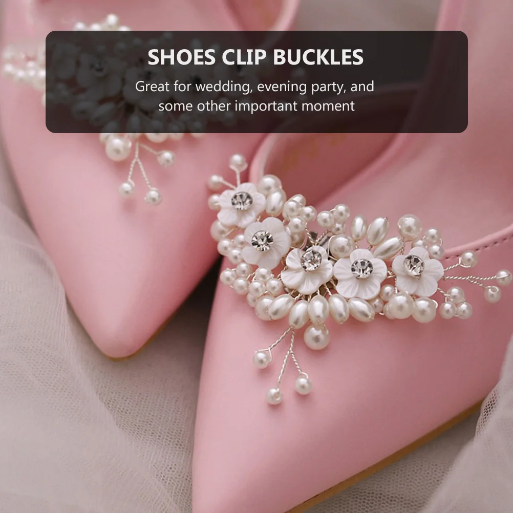 

2pcs Shoe Clips Bridal Decorative Pearl Wedding Buckles Iron Fashion Shoes Clip Buckles Accessories For Women Shoes